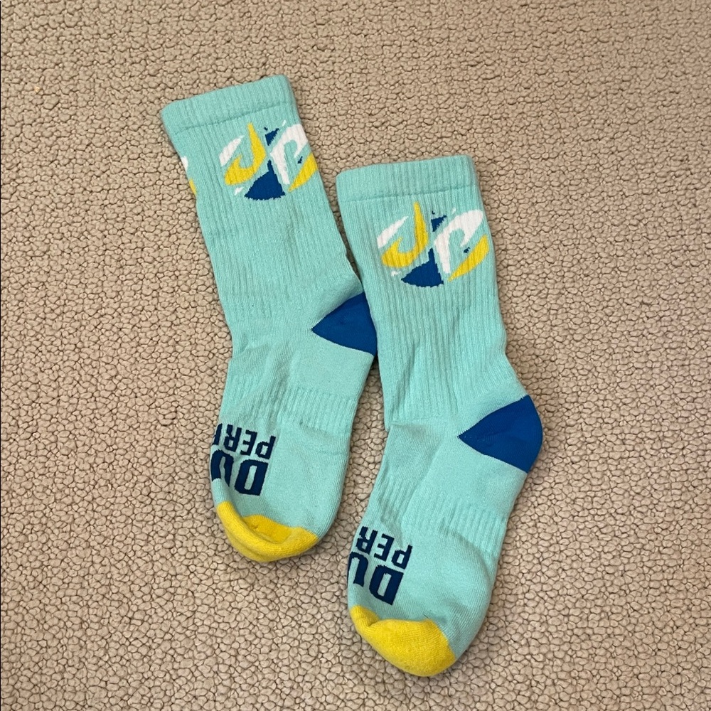 Dude Perfecr Kids Crew Socks - Blue and Yellow